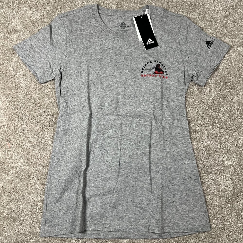 Adidas Womens Small Gray Ottawa Senators NHL Hockey Amplifier T-Shirt NWT